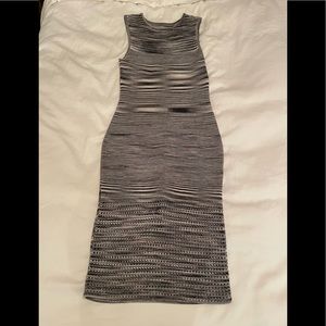 Torn by Ronny Kobo midi sleeveless dress w/ crochet detail at neck line/ bottom